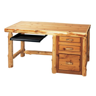 Go to store & view more images Fireside Lodge Traditional Cedar Log 4 Piece Desk Office Suite