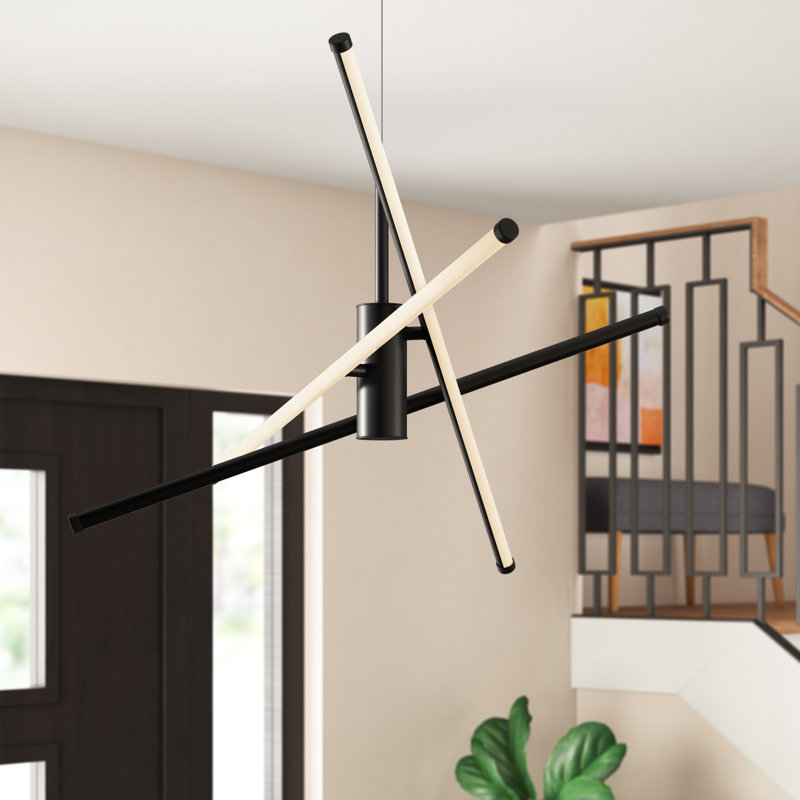 Wade Logan Hertford 3 Light Sputnik Modern Linear Led Chandelier Reviews Wayfair