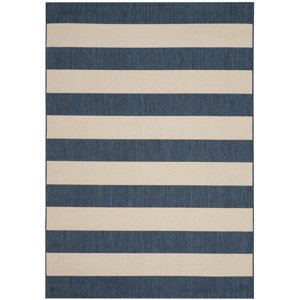 Rudolph Navy/Beige Indoor/Outdoor Area Rug