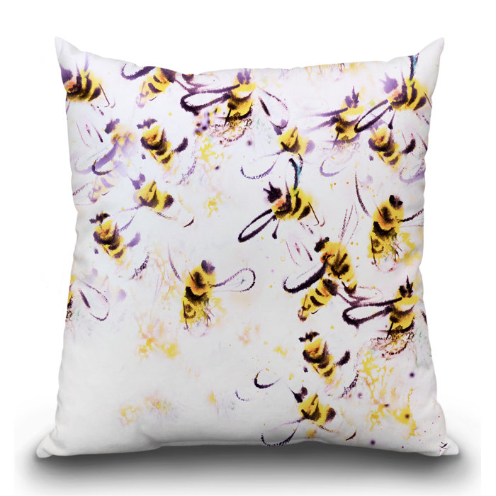 Gracie Oaks Adelinda Honey Bees Throw Pillow Wayfair