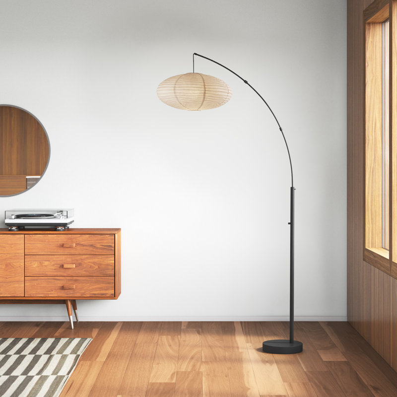 Product incomplete and used, Donne 80\" Arched Floor Lamp Base Finish: Black