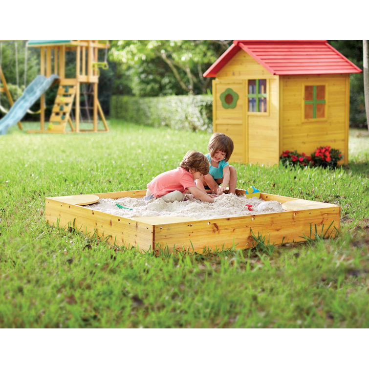 Kidkraft Backyard Solid Wood Square Sandbox With Cover Reviews Wayfair