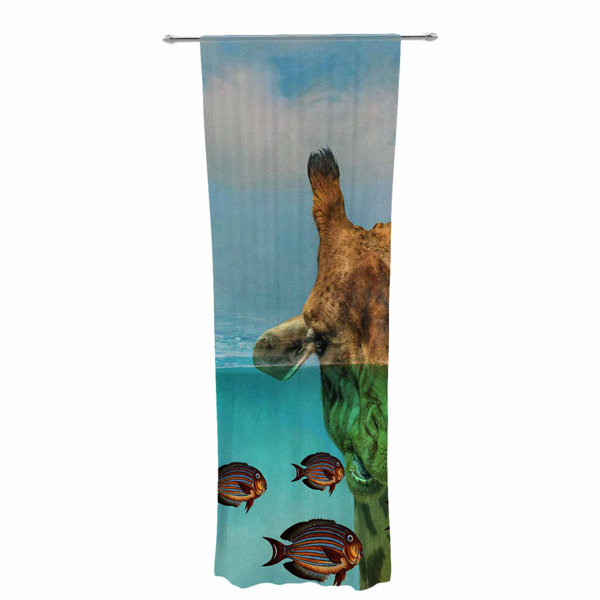Kess InHouse Nick Nareshni Blue Sky Over The Ocean Teal Coastal Decorative Set 30 x 84 Sheer Curtains