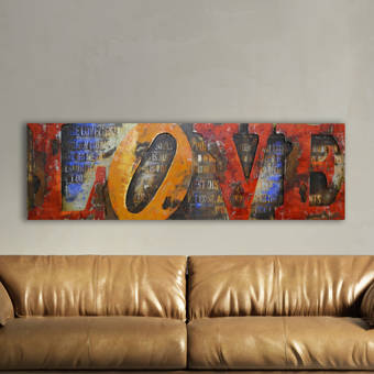 Latitude Run Love Letters Hand Crafted Dimensional Metal Wall
