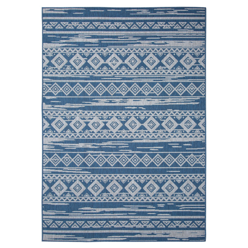 Union Rustic Eveloe All Weather Tribal Motif Blue Indoor Outdoor Area Rug Wayfair