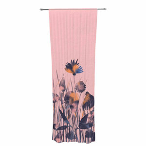 Hitidesign Crazy Flowers Illustration Decorative Nature / Floral Sheer Rod Pocket Curtain Panels (Set of 2)
