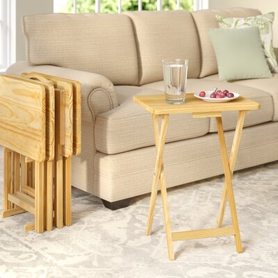August Grove Mischa TV Tray Table with Stand  Color: Natural