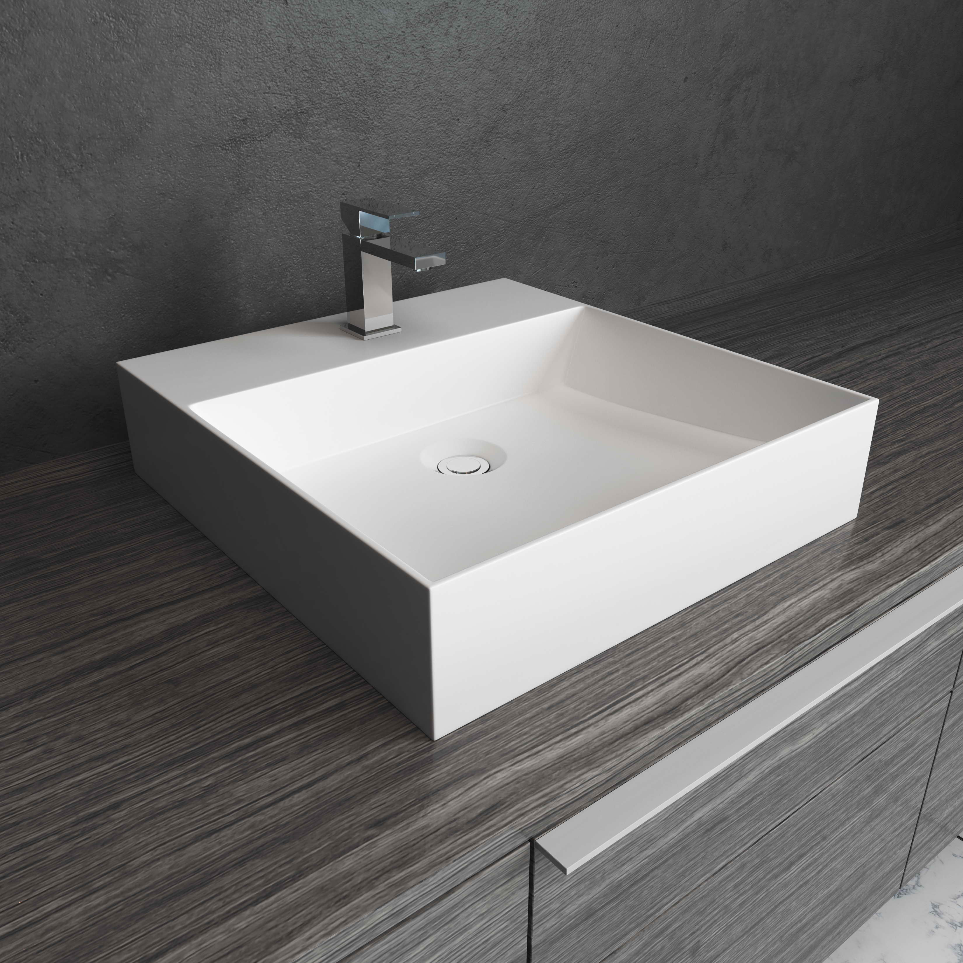 Cantrio Koncepts SOLIDTECH Ceramic Rectangular Vessel Bathroom Sink ...
