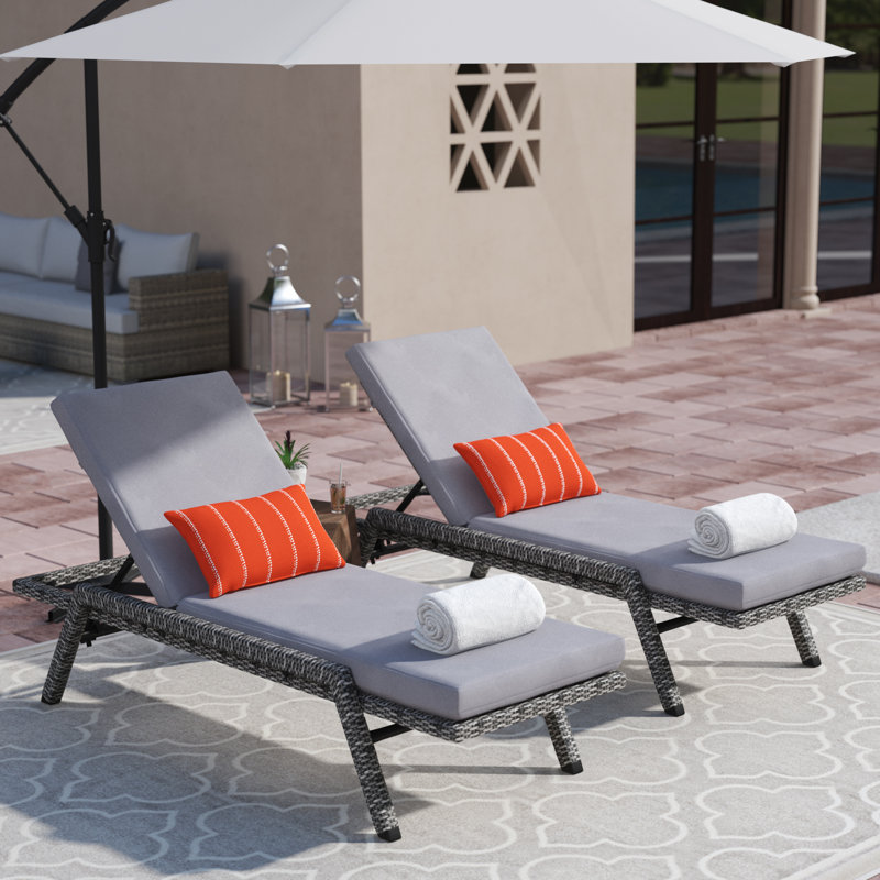 Orren Ellis Thebes Sun Lounger Set with Cushion & Reviews Wayfair