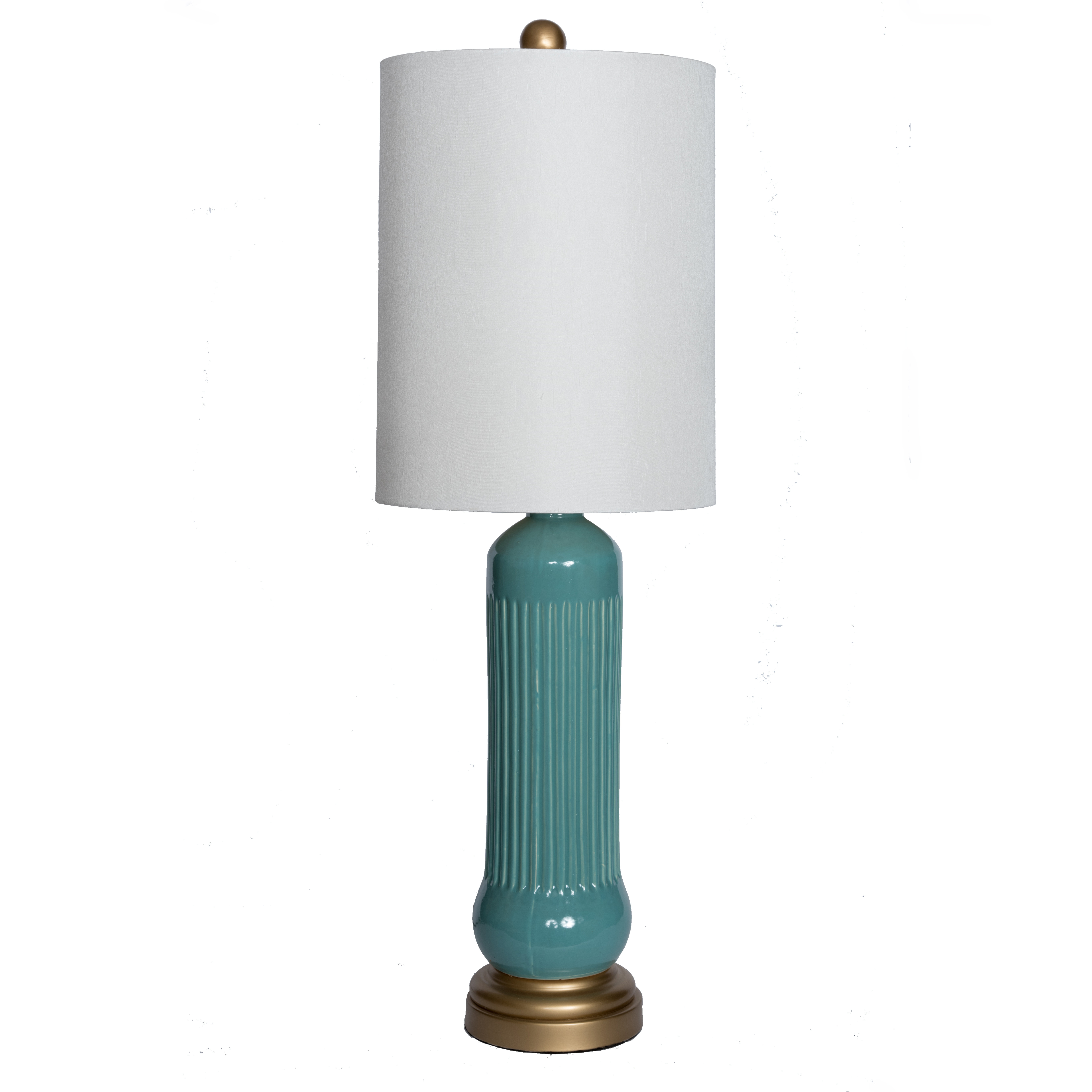 teal and gold lamp