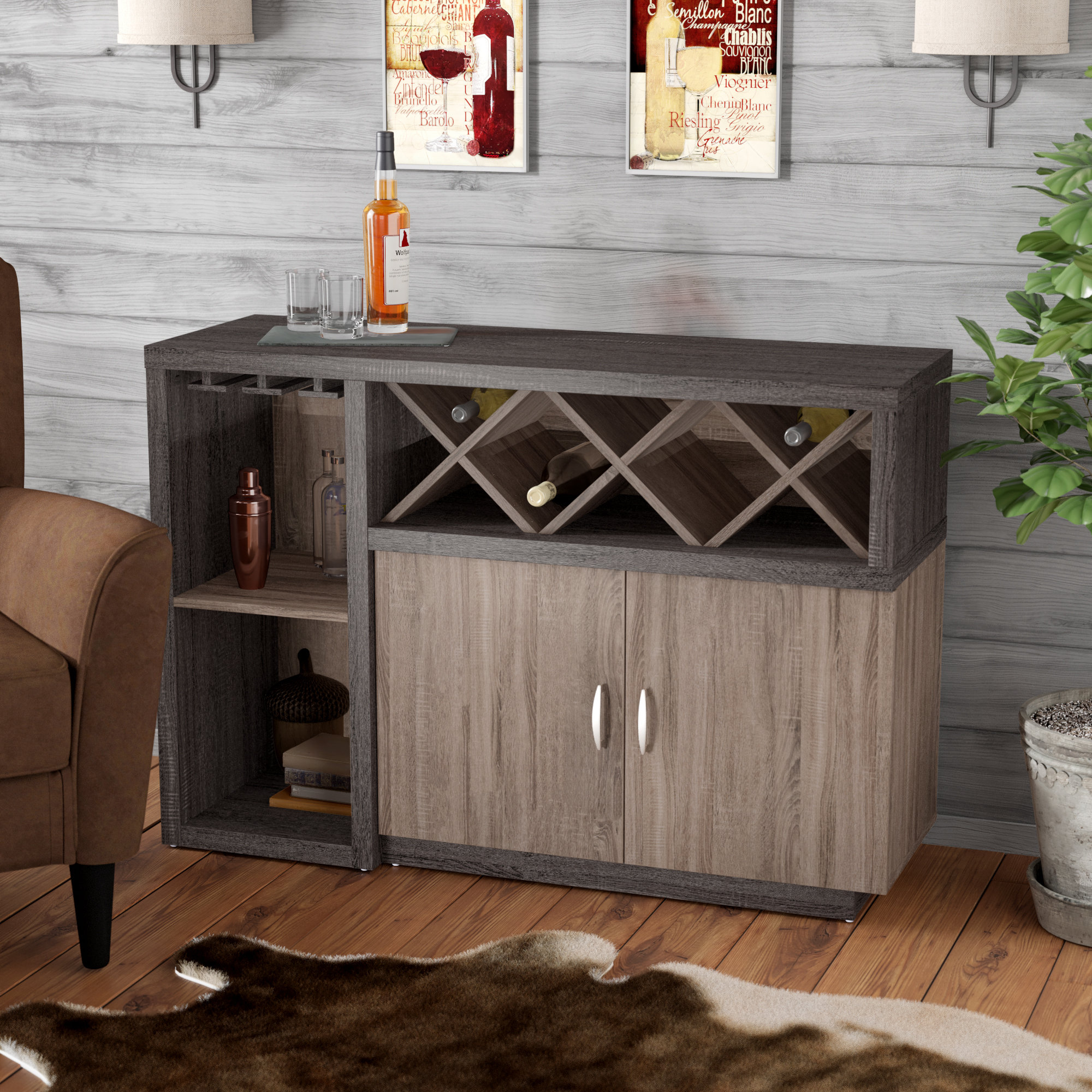 grey wine rack sideboard