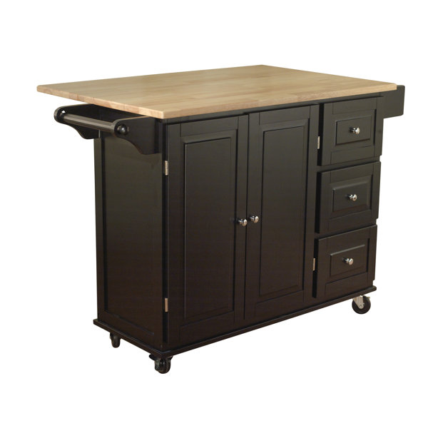 Storage Space HOMCOM Kitchen Cabinet Island with Large Countertop and Omni-Directional Castor Wheels