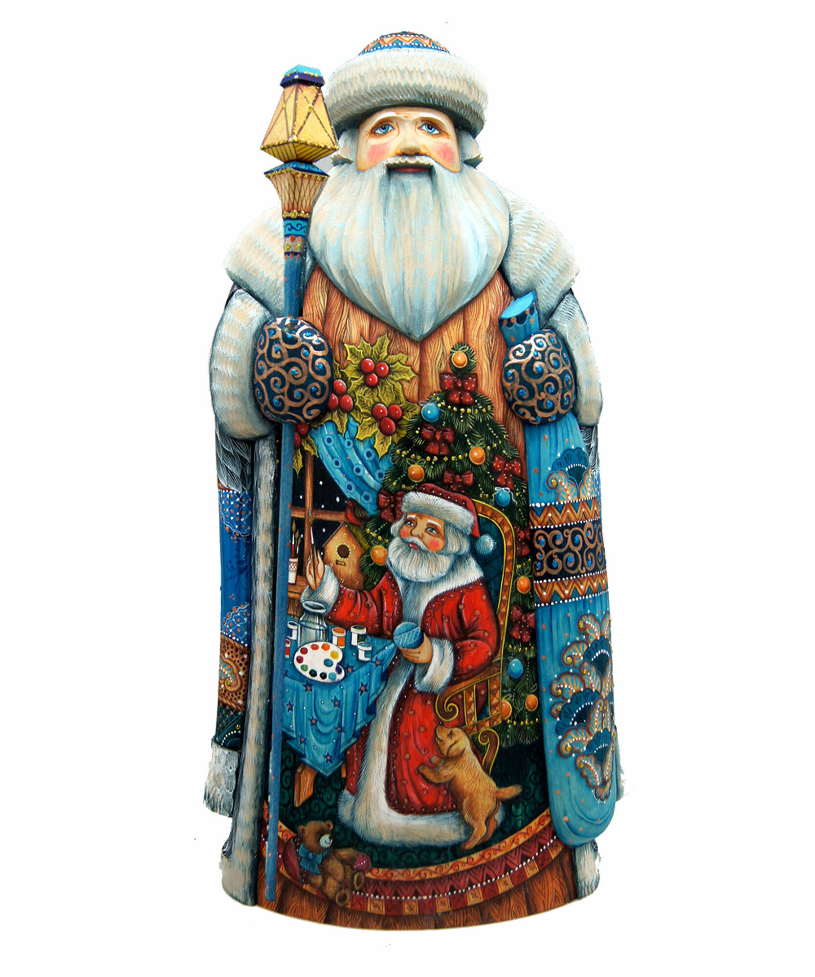 Debrekht Carved Wood and Hand-Painted Giving Father Frost Santa 12 G