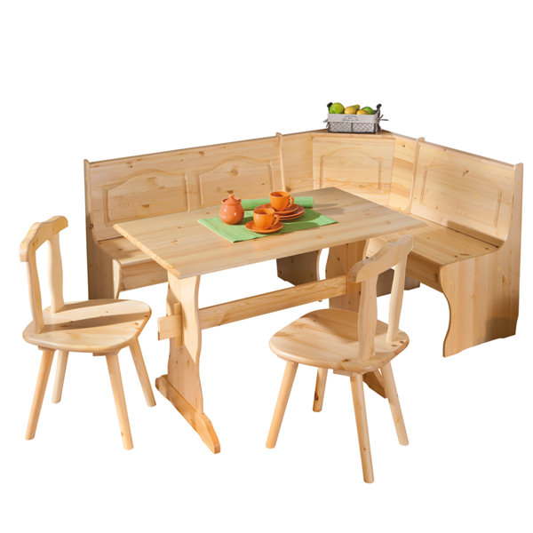 Union Rustic Wamsutter 4 Person Pine Solid Wood Breakfast Nook Dining Set Reviews Wayfair Co Uk