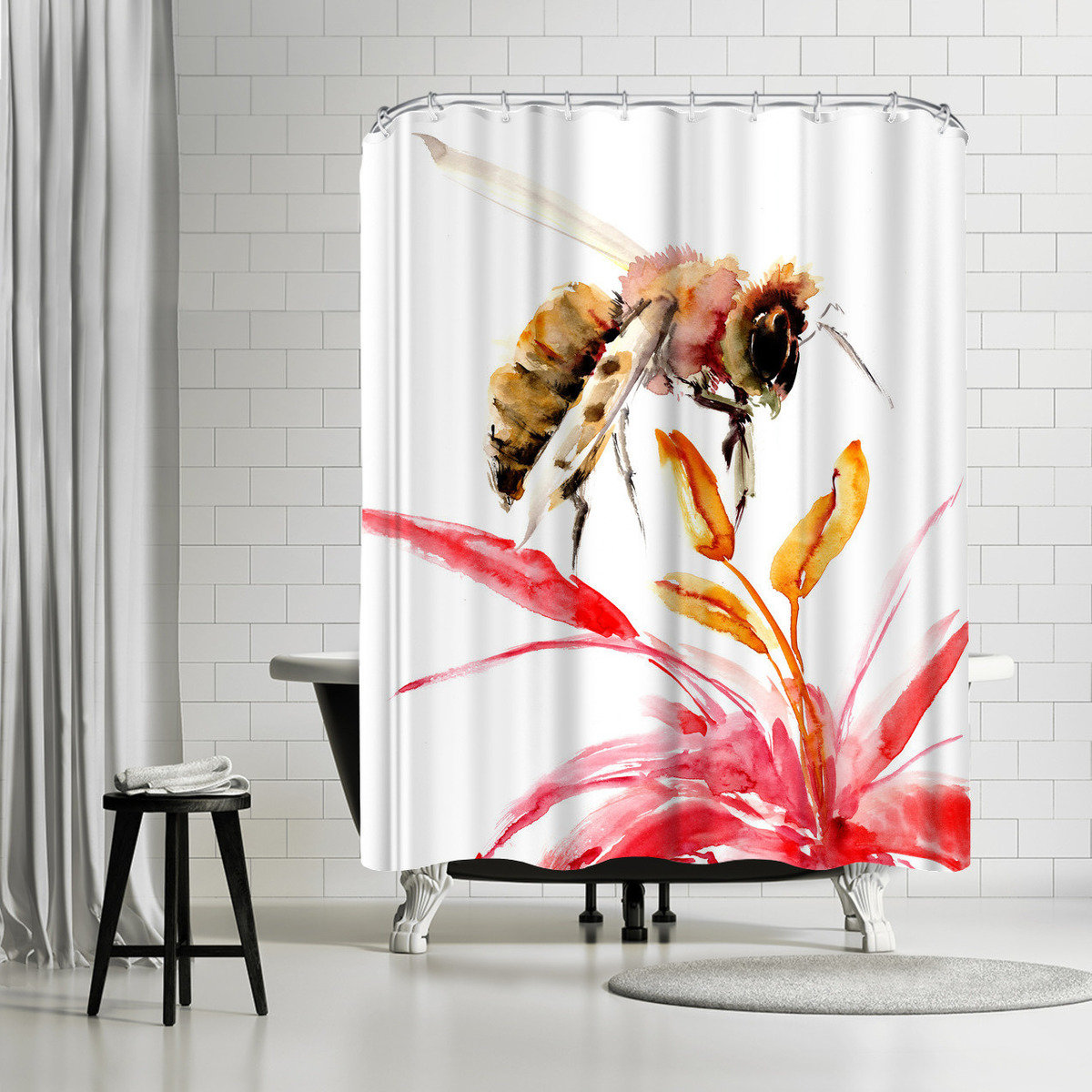 East Urban Home Suren Nersisyan Honey Bee 2 Single Shower Curtain Wayfair