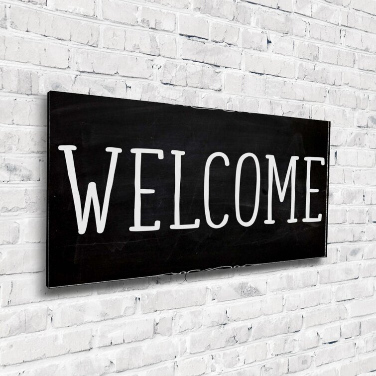 Gracie Oaks Black And White Vintage Welcome Sign - Textual Art on ...
