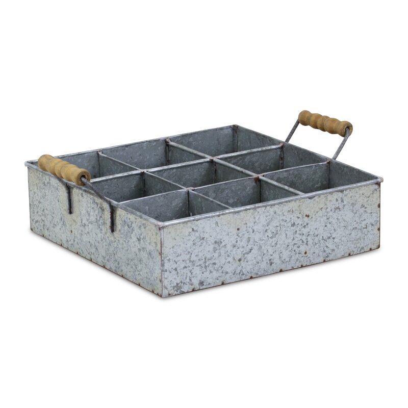 Gracie Oaks 9 Compartment Galvanized Metal Crate