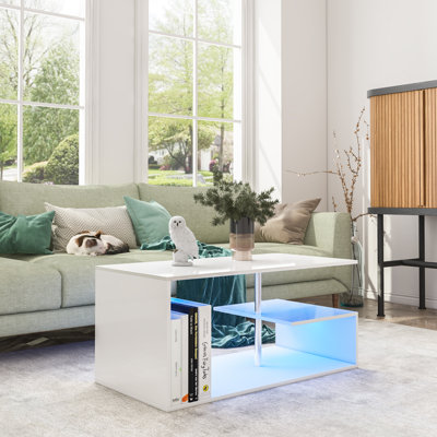 Holl Modern Coffee Table with Smart APP Controlled RGB LED Light Strip