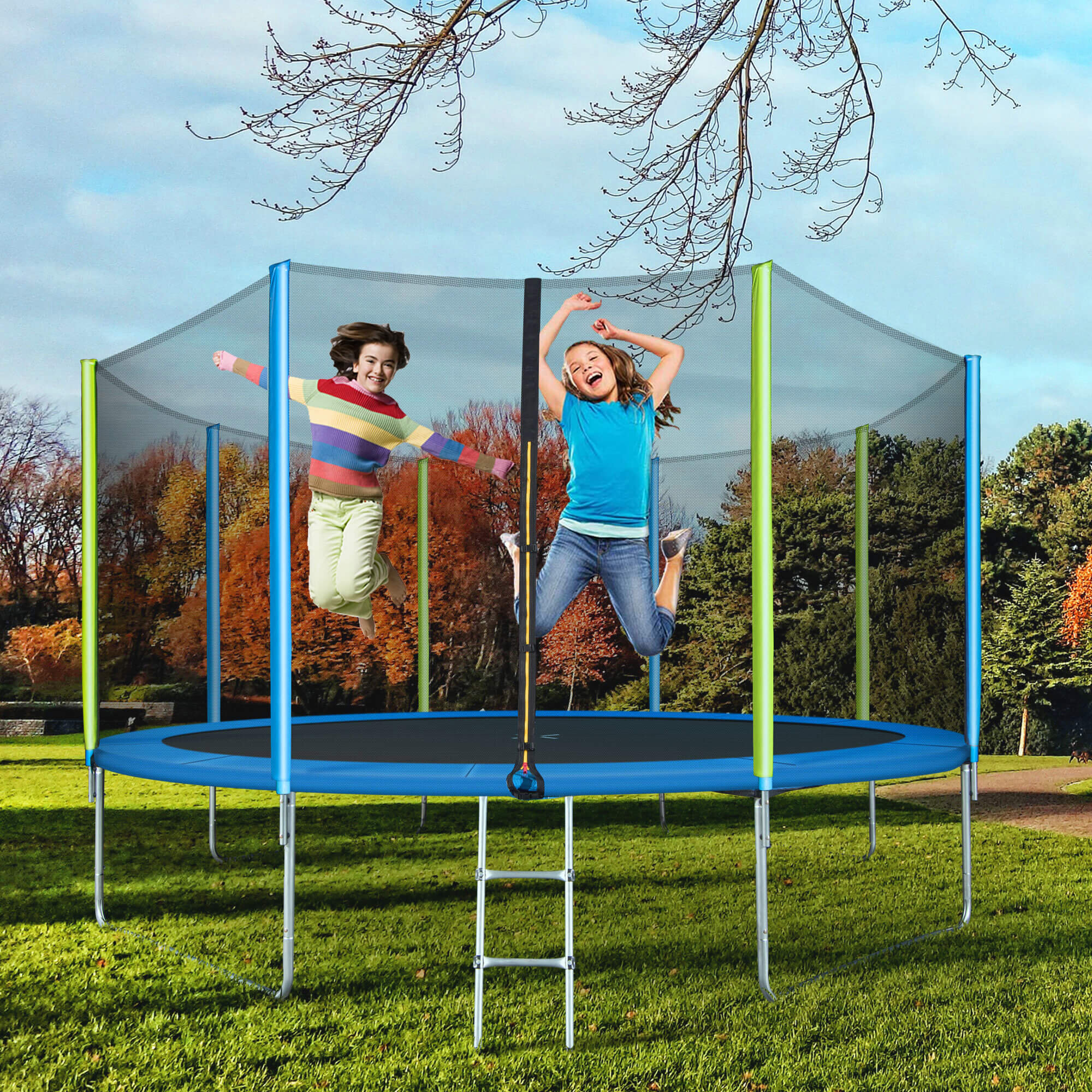 JRBER Upgraded 14Ft Trampoline For Kids With Safety Enclosure Ladder And 8 Wind Stakes, Outdoor Recreational Trampoline，Combo Bounce Outdoor Trampoline For Kids Family Time | Wayfair