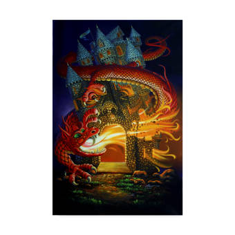 Trademark Art Dragon And Castle Acrylic Painting Print On