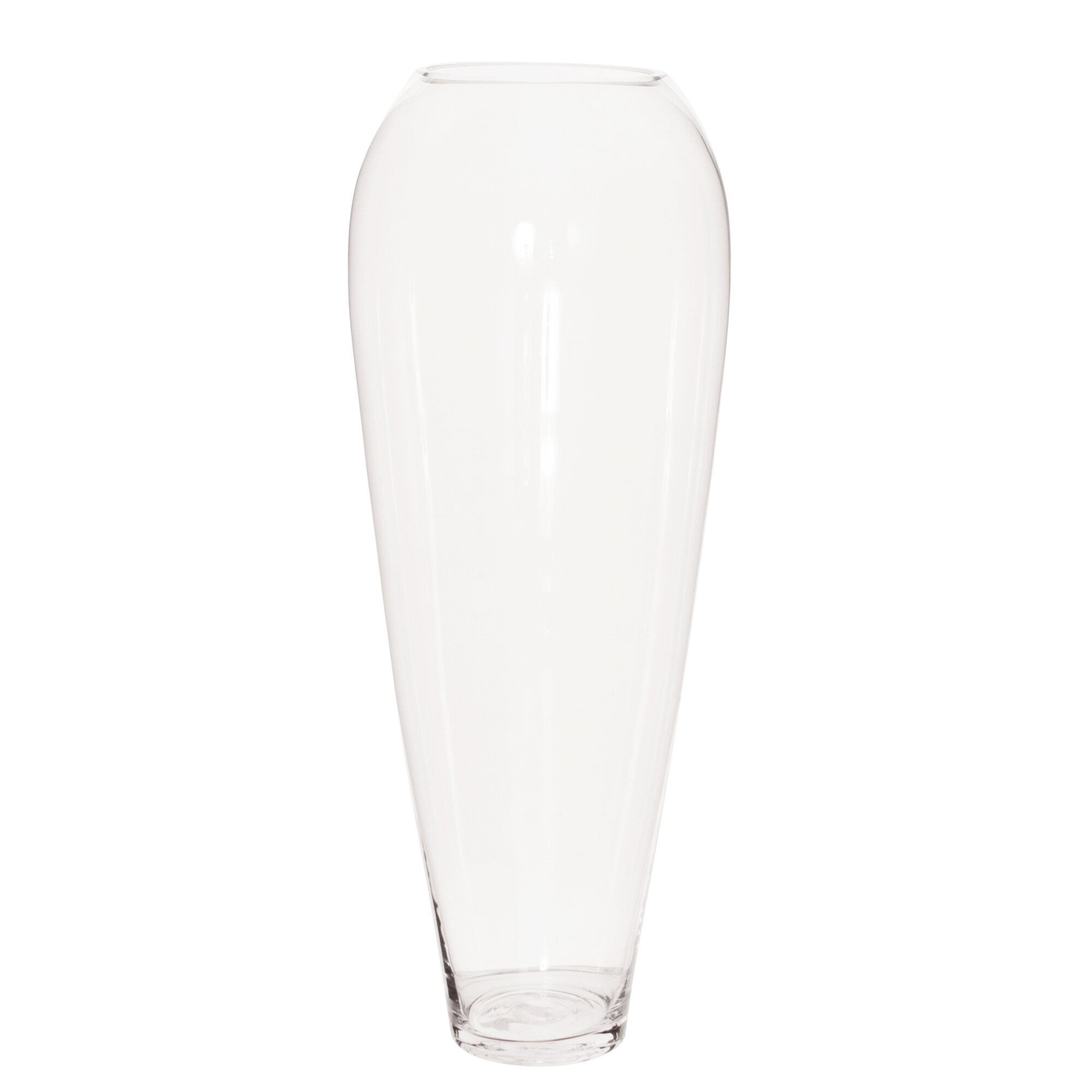 Orren Ellis Lawton Clear Hand Blown Glass Floor Vase