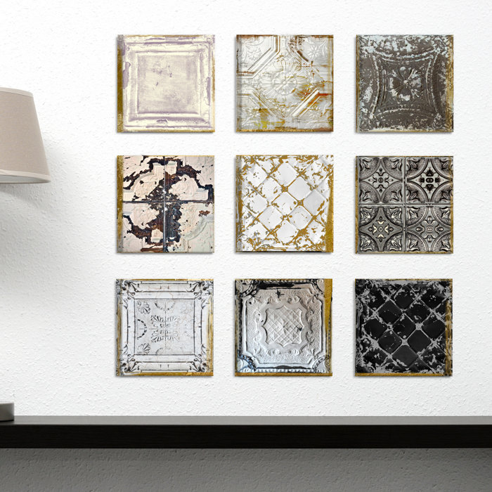Vintage Tin Tiles 9 Piece Canvas Wall Art Set Vintage Tin Tiles 9 Piece Canvas Wall Art Set