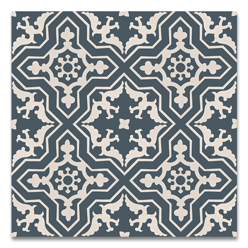 Temara 8" x 8" Handmade Cement Tile in Navy/White