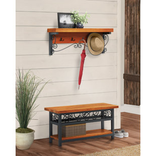 Entryway Coat Rack Bench Wayfair Carrollton Scrollwork Coat Hook And Bench Hall Tree