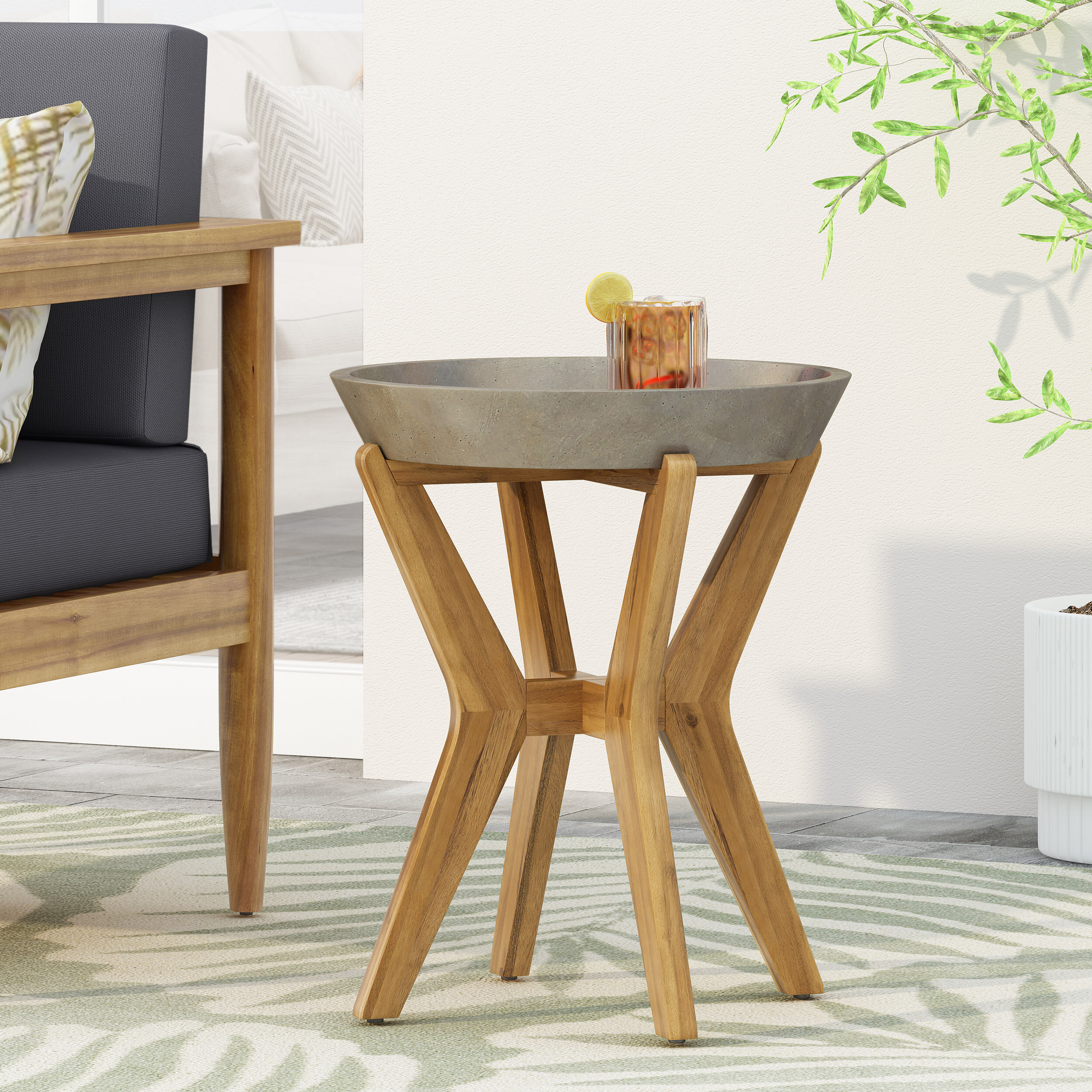 Corrigan Studio Triple Outdoor Side Table Reviews Wayfair