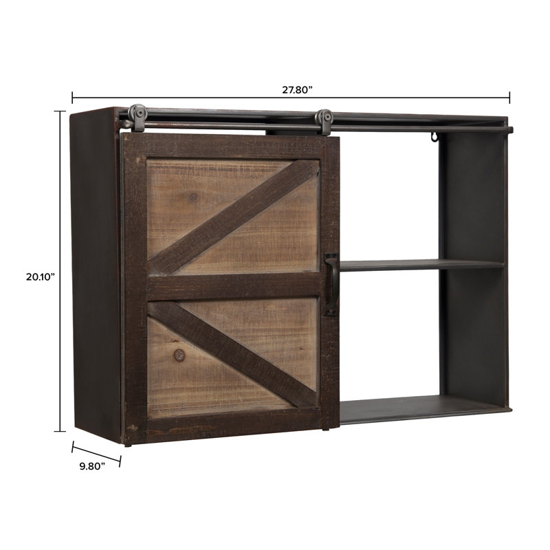 Gracie Oaks Leipzig Farmhouse Sliding Barn Door Storage Cabinet