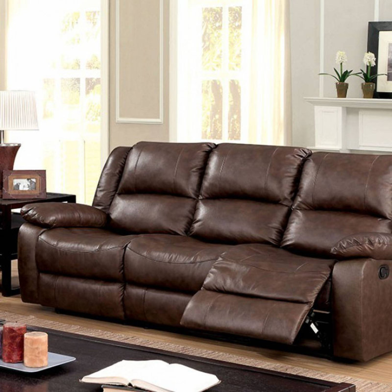 Winston Porter Lea Genuine Leather Reclining 38 Pillow Top Arm