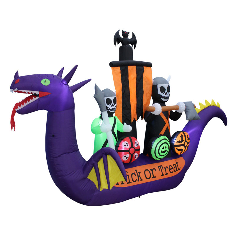The Holiday Aisle 11 Foot Wide Dragon Pirate Ship With Skeleton