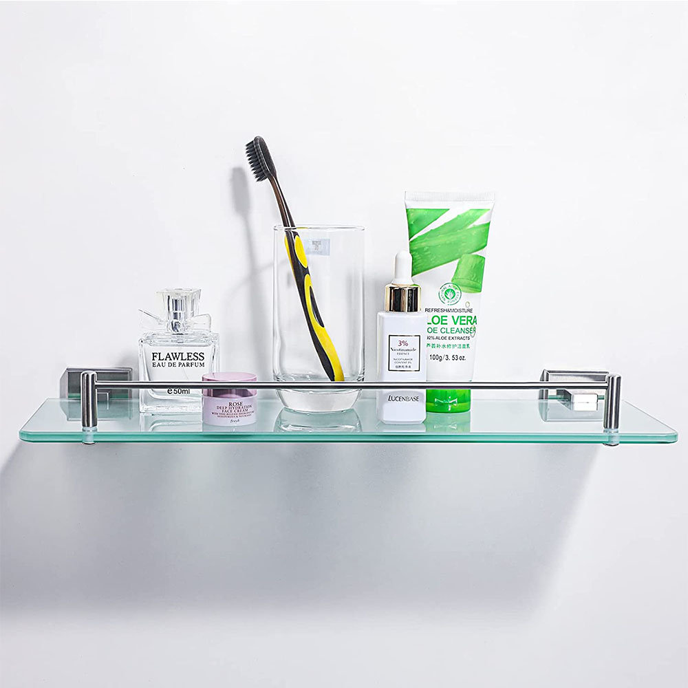 Rebrilliant Bathroom Glass Shelves Tempered Glass, Wall Mounted
