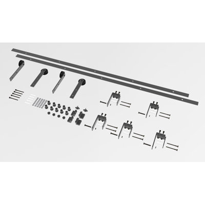 Straight U Bracket Bypass Track Barn Door Hardware Kit Vancleef Track Length 792 in