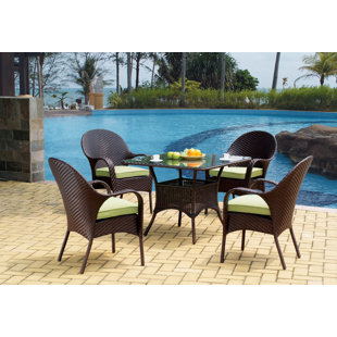 Go to store & view more images Emilia 5 Piece Dining Set with Sunbrella Cushions by Winston Porter
