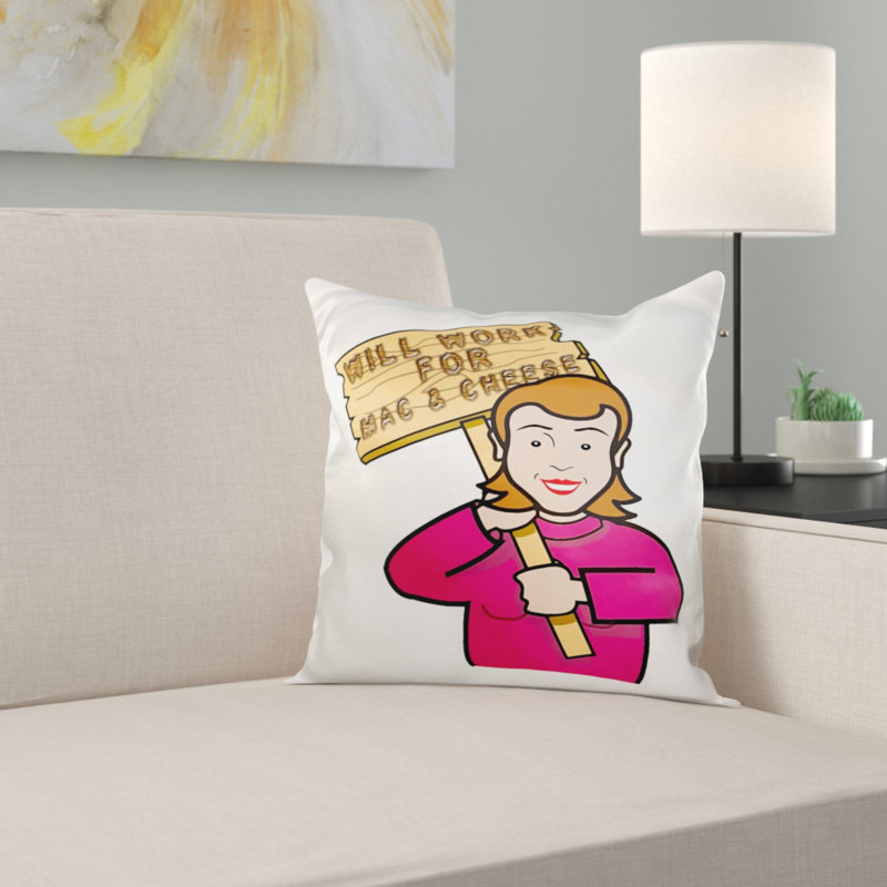 East Urban Home Funny Humorous Woman Girl With A Sign Will Work