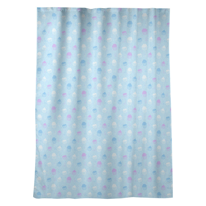 East Urban Home Yellow Pastel Cupcake Pattern Window Curtains