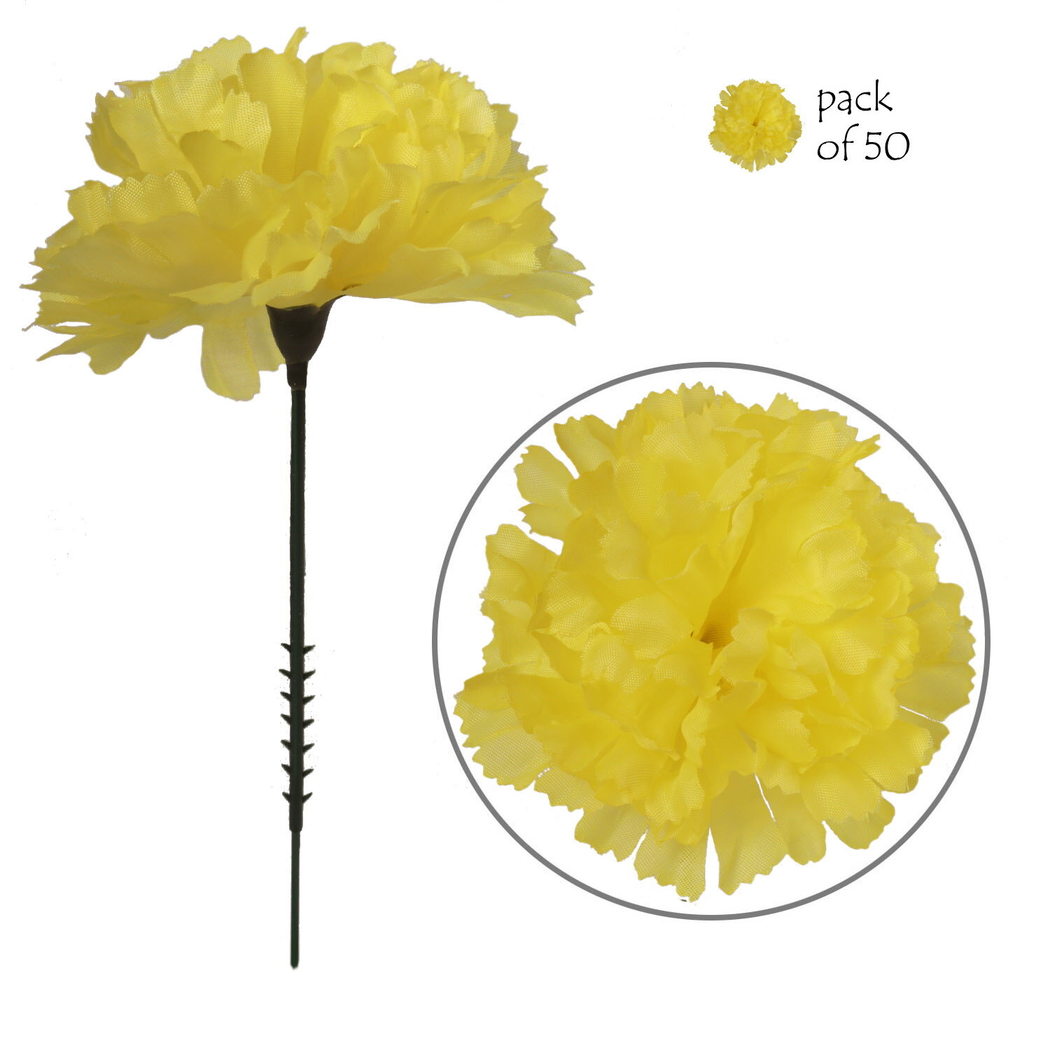 Artificial yellow carnation picks for funeral  wedding decoration flower wall 