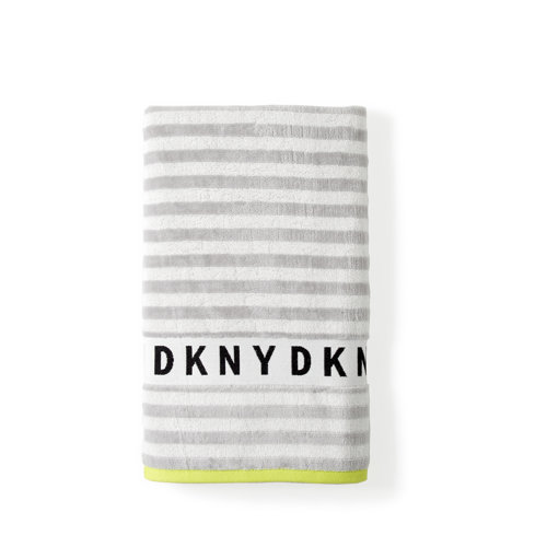 DKNY - Serviette Logo Bande Téléscript - Blanc - Serviette de Toilette