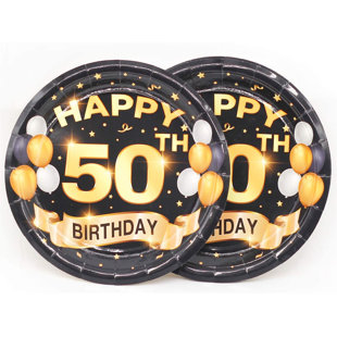 Gold Sparkling Celebration Age 50/50th Paper Plates Pack of 8 