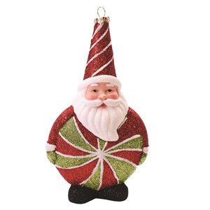 Merry and Bright Glitter Shatterproof Santa Claus Candy Christmas Ornament