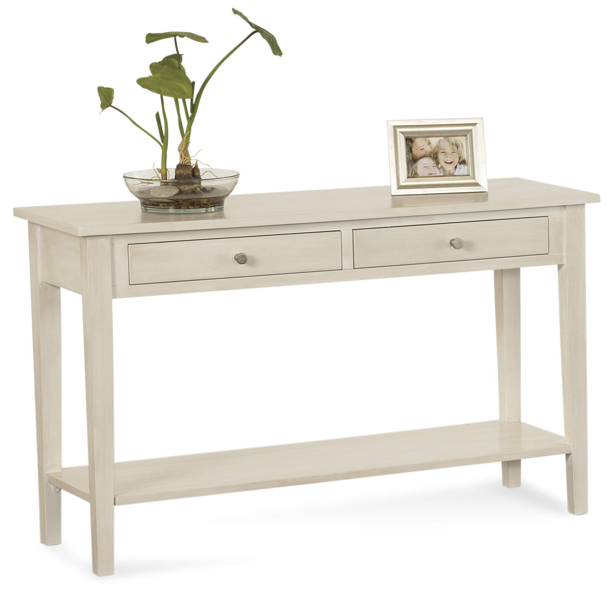 white wood sofa table