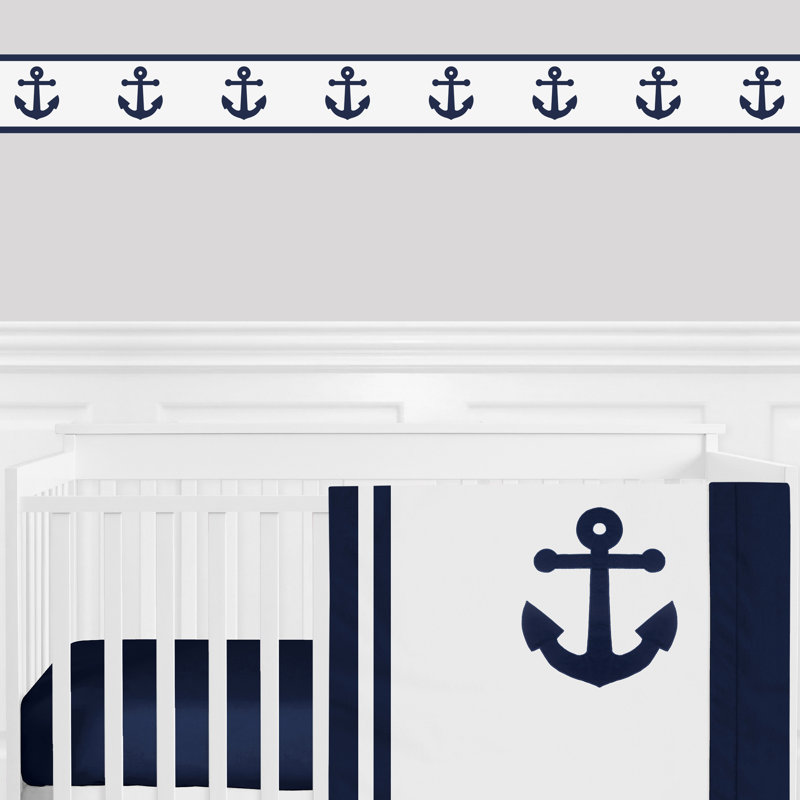 Sweet Jojo Designs Anchors Away 15 X 6 Wallpaper Border
