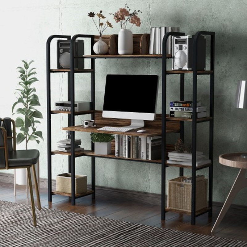 17 Stories Home Office Computer Desk With Storage Shelves Wayfair