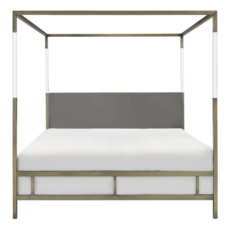 Everly Quinn Bowdoin Upholstered Low Profile Canopy Bed | Wayfair