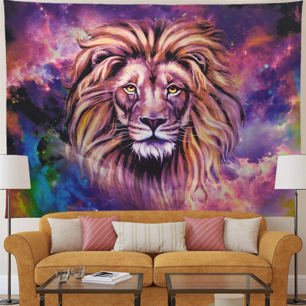 Golden Cool Lion King Tapestry 3D Print African Animal Hippie Poster Wall Decor 
