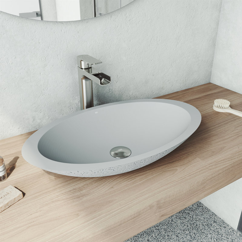 Vigo Handmade Yarrow Stone Oval Vessel Bathroom Sink With Faucet Reviews Wayfair