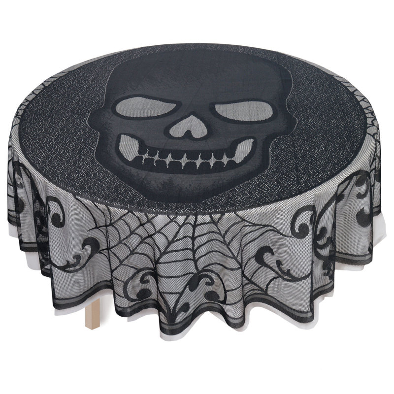Halloween Skull Lace Round Tablecloth