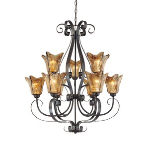 Whaley 9-Light Glass Shaded Chandelier