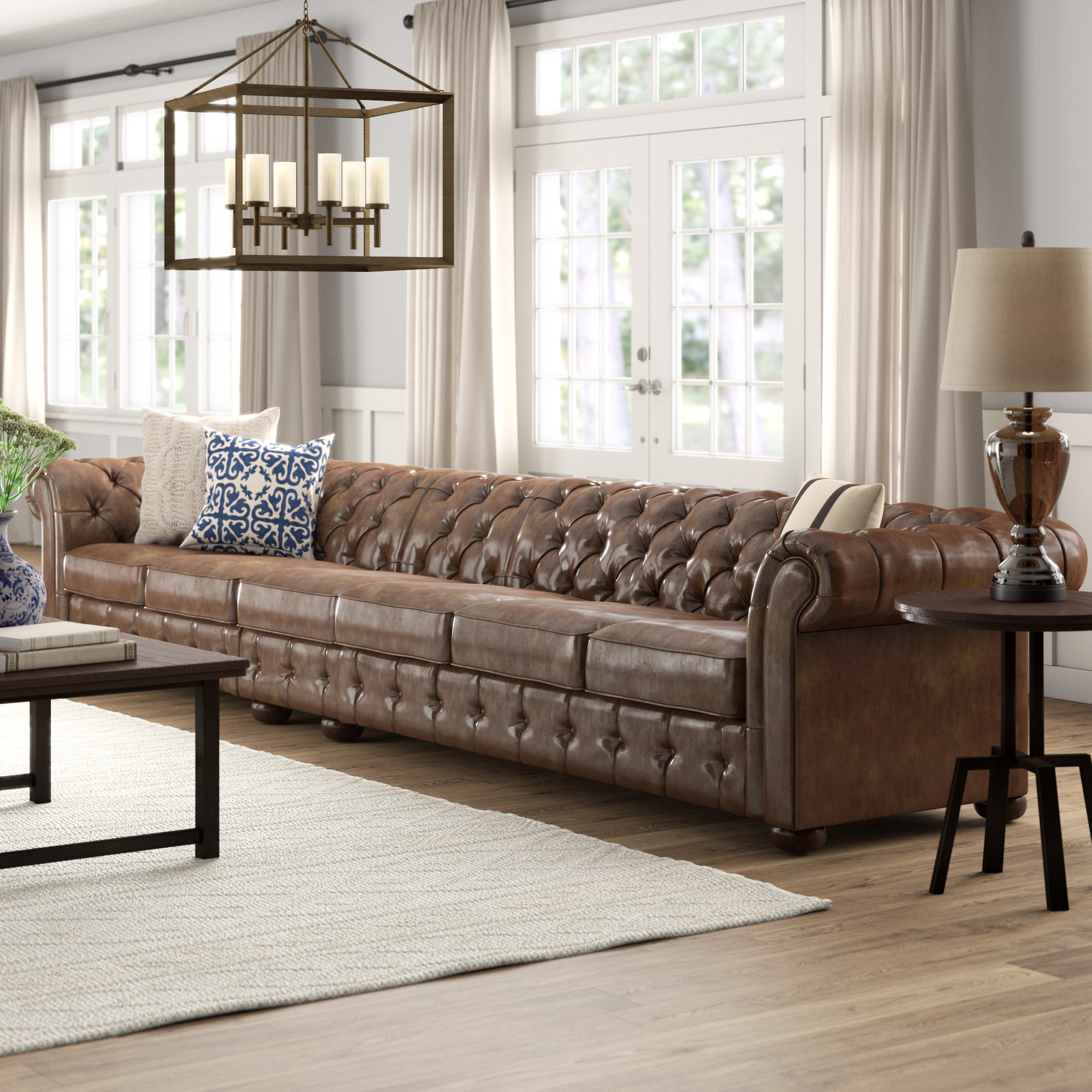Three Posts Gowans Chesterfield 164 8 Rolled Arm Sofa Wayfair